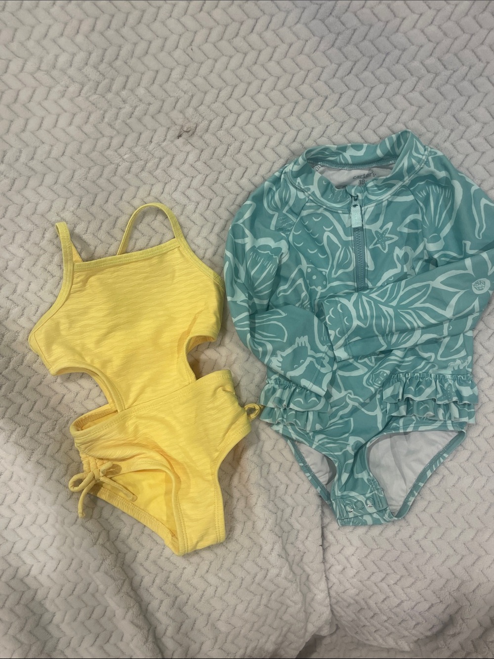 Kids One-Piece Swimsuit Set - Yellow & Teal